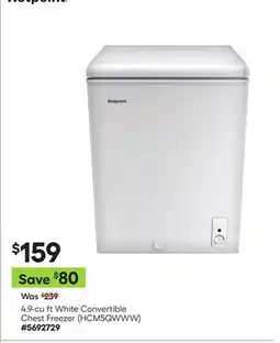 Lowe's 4.9-cu ft White Convertible Chest Freezer offer