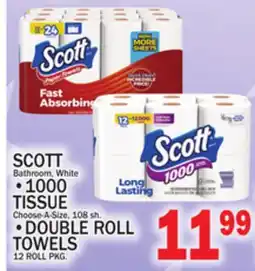 C Town SCOTT Bathroom, White 1000 Choose-A-Size, 108 sh. DOUBLE ROLL TOWELS 12 ROLL PKG offer