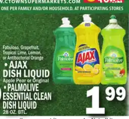 C Town AJAX DISH LIQUID Apple Pear or Original PALMOLIVE ESSENTIAL CLEAN DISH LIQUID 28 OZ. BTL offer