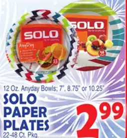 Bravo Supermarkets SOLO PAPER PLATES offer