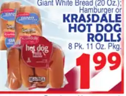 Bravo Supermarkets KRASDALE HOT DOG ROLLS 8 Pk. 11 Oz. Pkg offer