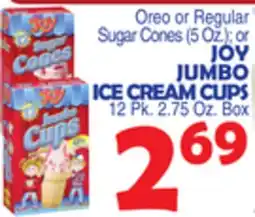Bravo Supermarkets JOY JUMBO ICE CREAM CUPS 12 Pk. 2.75 Oz. Box offer