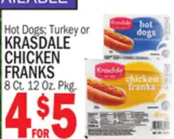 Bravo Supermarkets Krasdale Hot Dogs Turkey or Chicken Franks offer