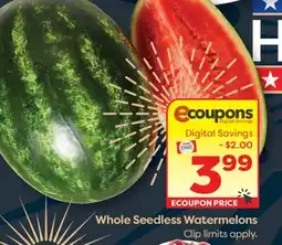 Weis Markets Whole Seedless Watermelons offer