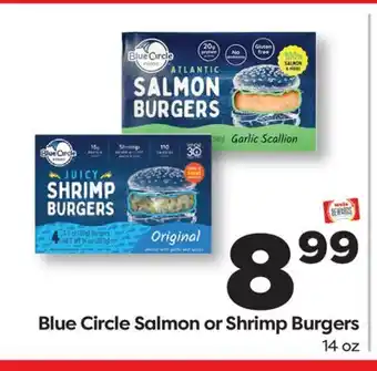 Weis Markets Blue Circle Salmon or Shrimp Burgers offer