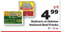 Weis Markets Nathan's or Hebrew National Beef Franks offer