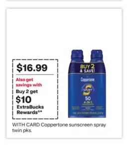 CVS Coppertone sunscreen spray twin pk offer