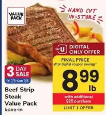 Safeway Beef Strip Steak Value Pack offer