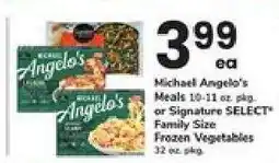 Safeway Michael Angelo's Meals or Signature SELECT Family Size Frozen Vegetables offer