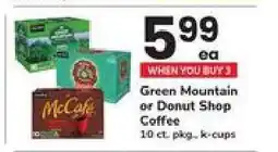 Safeway Green Mountain or Donut Shop Coffee offer