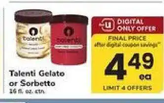 Safeway Talenti Gelato or Sorbetto offer