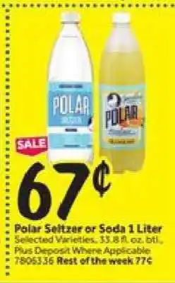 Stop&Shop Polar Seltzer or Soda 1 Liter offer