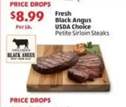 Aldi Fresh Black Angus USDA Choice Petite Sirloin Steaks offer