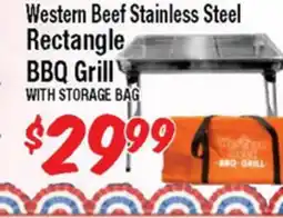 Western Beef Western Beef Stainless Steel Rectangle BBQ Grill WITH STORAGE BAG offer