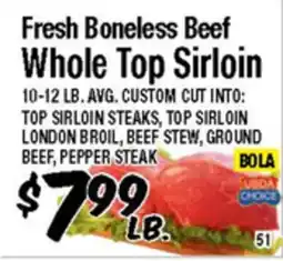 Western Beef Fresh Boneless Beef Whole Top Sirloin offer