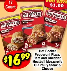 Western Beef Hot Pocket Pepperoni Pizza, Ham and Cheddar, Meatball Mozzarella OR Philly Steak & Cheese offer