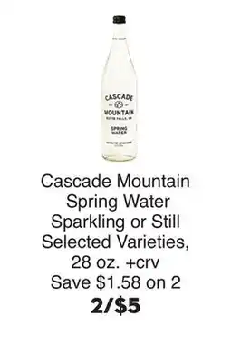 Bristol Farms Cascade Mountain Spring Water offer