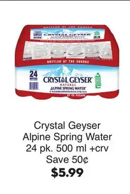 Bristol Farms Crystal Geyser Alpine Spring Water offer
