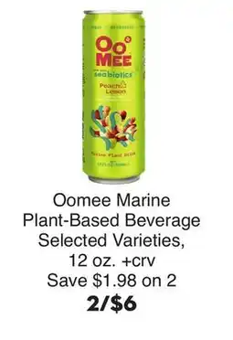 Bristol Farms Oomee Marine Plant-Based Beverage offer
