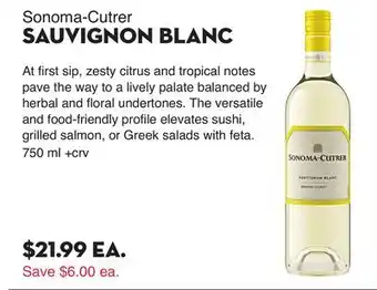 Bristol Farms Sonoma-Cutrer SAUVIGNON BLANC offer