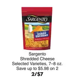 Bristol Farms Sargento Shredded Cheese offer