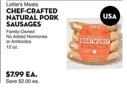 Bristol Farms Lottie's Meats CHEF-CRAFTED NATURAL PORK SAUSAGES offer