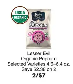 Bristol Farms Lesser Evil Organic Popcorn offer