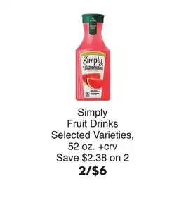 Bristol Farms Simply Fruit Drinks offer