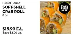Bristol Farms Bristol Farms SOFT-SHELL CRAB ROLL offer