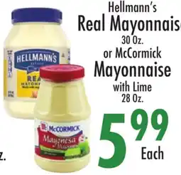 Garden Fresh Market Hellmann's Real Mayonnais or McCormick Mayonnaise with Lime offer