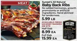 Sunset Foods Sunset's All Natural Baby Back Ribs offer