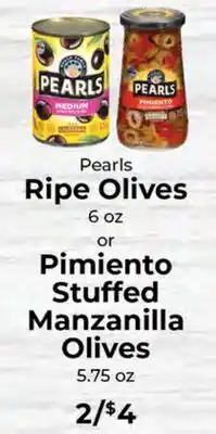 Sunset Foods Pearls Ripe Olives or Pimiento Stuffed Manzanilla Olives offer