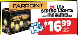 Ollie's FARPOINT 24' LED STRING LIGHTS offer
