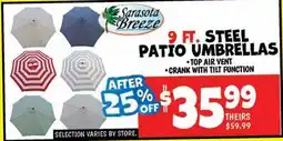 Ollie's Sarasota Breeze STEEL PATIO UMBRELLAS offer