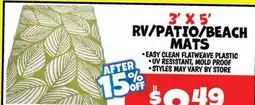 Ollie's 3' X 5' RV/PATIO BEACH MATS offer