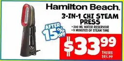 Ollie's Hamilton Beach 3-IN-1 CHI STEAM PRESS offer