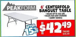 Ollie's PEAK FORM CENTERFOLD BANQUET TABLE offer