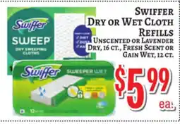 Trade Fair Supermarket SWIFFER DRY OR WET CLOTH REFILLS offer