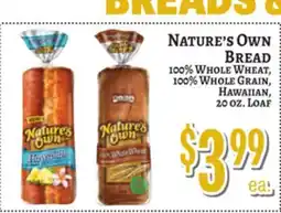Trade Fair Supermarket Nature's Own BREAD offer