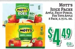 Trade Fair Supermarket MOTT'S JUICE PACKS offer