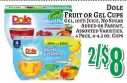 Trade Fair Supermarket Dole Fruit or Gel Cups offer
