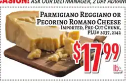 Trade Fair Supermarket PARMIGIANO REGGIANO OR PECORINO ROMANO CHEESE offer