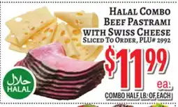 Trade Fair Supermarket HALAL COMBO BEEF PASTRAMI WITH SWISS CHEESE offer