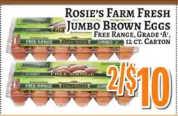 Trade Fair Supermarket Rosie's Farm Fresh JUMBO Brown Eggs offer