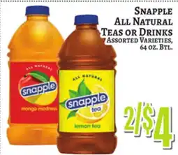 Trade Fair Supermarket SNAPPLE ALL NATURAL TEAS OR DRINKS offer