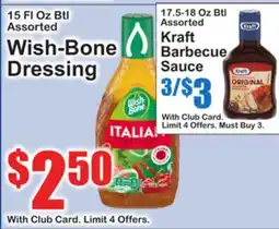 SuperFresh Wish-Bone Dressing, Kraft Barbecue Sauce offer