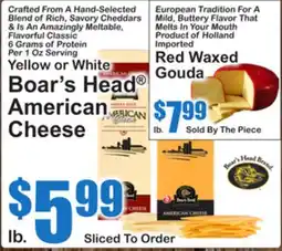 SuperFresh Yellow or White Boar's Head American Cheese offer
