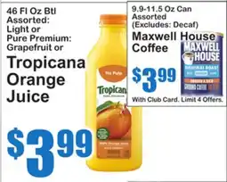 SuperFresh Tropicana Orange Juice, Maxwell House Coffee offer