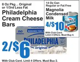 SuperFresh Philadelphia Cream Cheese Bars Magnolia Condensed Milk offer