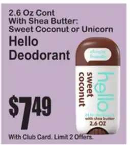 SuperFresh Hello Deodorant offer